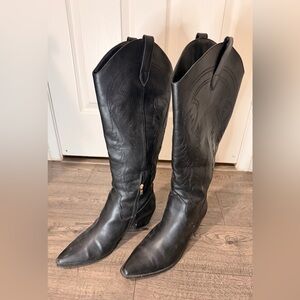Black Leather Cowboy Boots